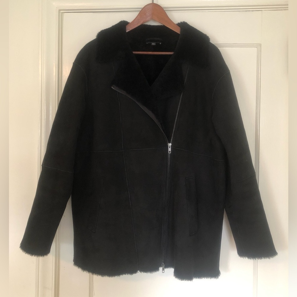 EILEEN FISHER genuine shearling moto jacket M
